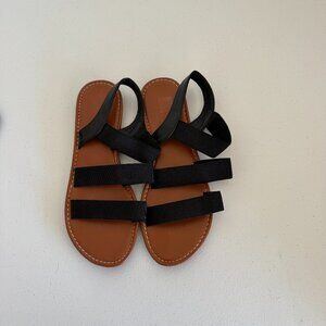 Black Strappy Flat Sandals | Slip-On Style | Size 41